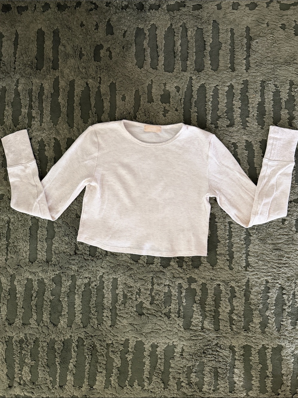 nuuds White Ribbed Long Sleeve Crop Top